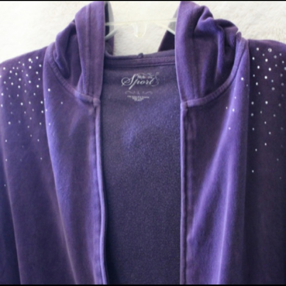 y2k bedazzled purple sweater
